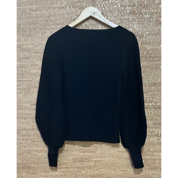 Womens Banana Republic Sweater Sz Small Black Heavy Ribbed Balloon Sleeves - Picture 2 of 6